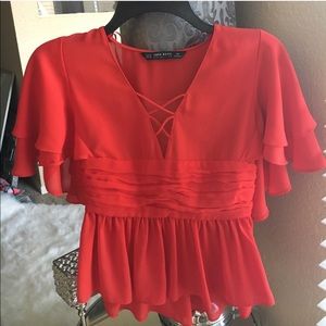 Flowy Ruched/Ruffled Zara Blouse